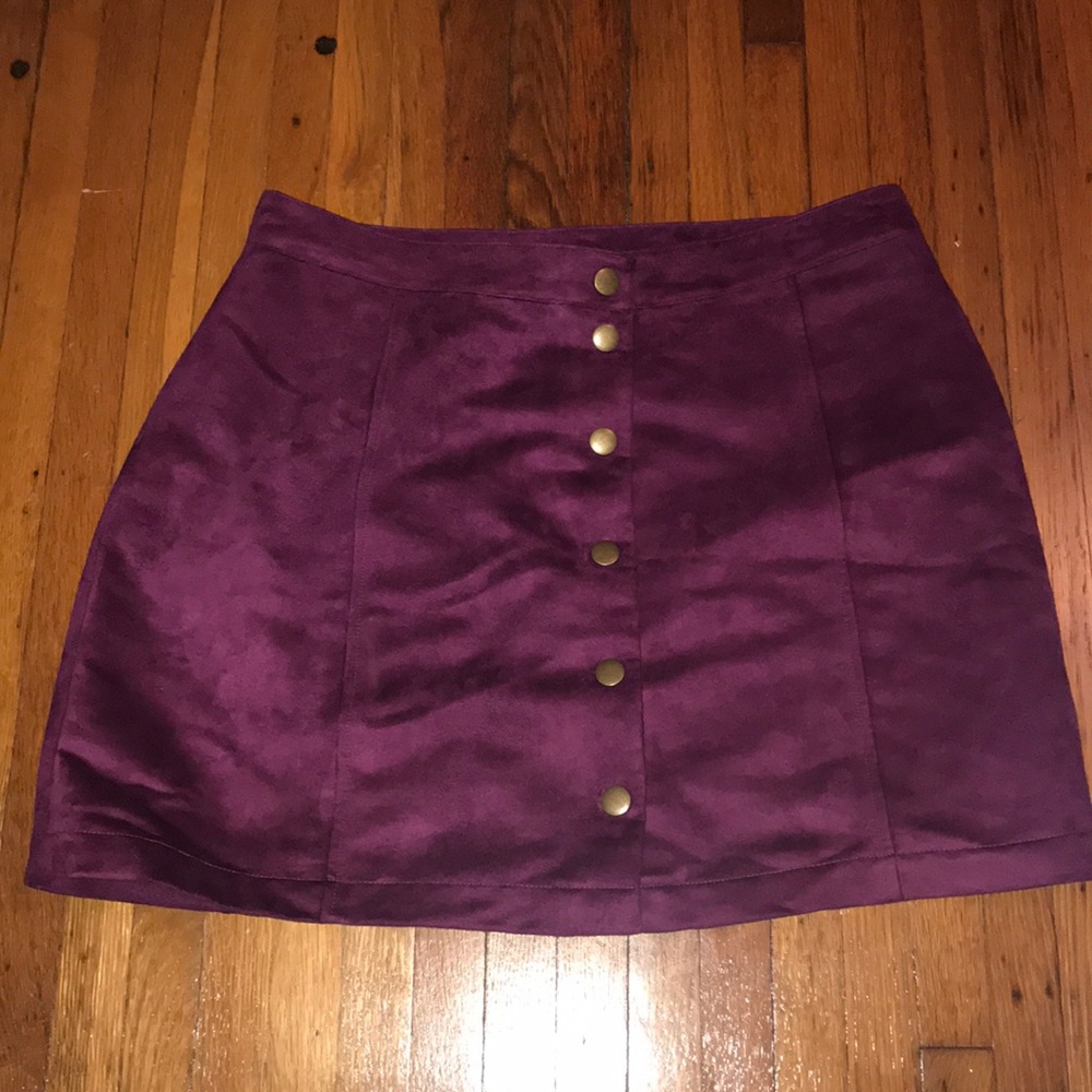 Old Navy Purple Suede Button Skirt